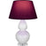 Lily Glazed Ceramic w/Lucite with Plum W/ Lavender Lining Fabric Shade Glass and Red Shade