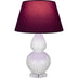 Lily Glazed Ceramic w/Lucite with Plum W/ Lavender Lining Fabric Shade Glass and Red Shade