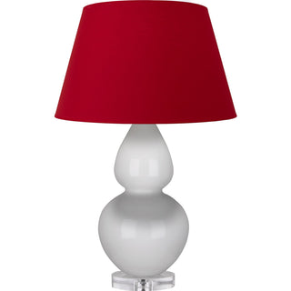 Buy lily-glazed-ceramic-w-lucite-with-rose-red-w-ink-black-lining-fabric-shade-glass-and-red-shade Double Gourd Table Lamp by Robert Abbey