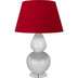 Lily Glazed Ceramic w/Lucite with Rose Red W/ Ink Black Lining Fabric Shade Glass and Red Shade