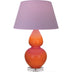 Pumpkin Glazed Ceramic w/Lucite with Lavender W/ Plum Lining Fabric Shade Glass and Purple Shade
