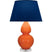 Pumpkin Glazed Ceramic w/Lucite with Navy W/ Gray Lining Fabric Shade Glass and Blue Shade