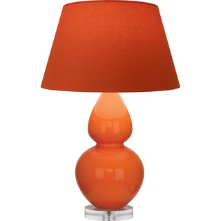 Buy pumpkin-glazed-ceramic-w-lucite-with-tangerine-w-taupe-lining-glass-and-orange-shade Double Gourd Table Lamp by Robert Abbey