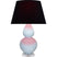Baby Blue Glazed Ceramic w/Lucite with Ink Black W/ Rose Red Lining Fabric Shade Glass and Black Shade