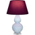 Baby Blue Glazed Ceramic w/Lucite with Plum W/ Lavender Lining Fabric Shade Glass and Red Shade