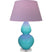 Egg Blue Glazed Ceramic w/Lucite with Lavender W/ Plum Lining Fabric Shade Glass and Purple Shade
