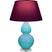 Egg Blue Glazed Ceramic w/Lucite with Plum W/ Lavender Lining Fabric Shade Glass and Purple Shade