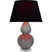 Smokey Taupe Glazed Ceramic w/Lucite with Ink Black W/ Rose Red Lining Fabric Shade Glass and Black Shade