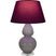 Smokey Taupe Glazed Ceramic w/Lucite with Plum W/ Lavender Lining Fabric Shade Glass and Red Shade