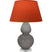 Smokey Taupe Glazed Ceramic w/Lucite with Tangerine W/ Taupe Lining Fabric Shade Glass and Orange Shade