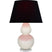 Bone Glazed Ceramic w/Lucite with Ink Black W/ Rose Red Lining Fabric Shade Glass and Black Shade