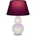 Bone Glazed Ceramic w/Lucite with Plum W/ Lavender Lining Fabric Shade Glass and Red Shade