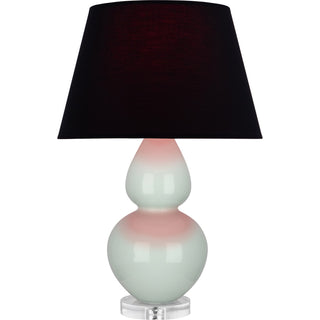 Buy celadon-glazed-ceramic-w-lucite-with-ink-black-w-rose-red-lining-fabric-shade-glass-and-black-shade Double Gourd Table Lamp by Robert Abbey