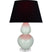 Celadon Glazed Ceramic w/Lucite with Ink Black W/ Rose Red Lining Fabric Shade Glass and Black Shade