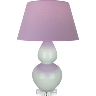 Buy celadon-glazed-ceramic-w-lucite-with-lavender-w-plum-lining-fabric-shade-glass-and-purple-shade Double Gourd Table Lamp by Robert Abbey