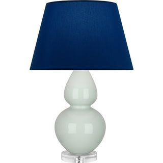 Buy celadon-glazed-ceramic-w-lucite-with-navy-w-gray-lining-fabric-shade-glass-and-blue-shade Double Gourd Table Lamp by Robert Abbey