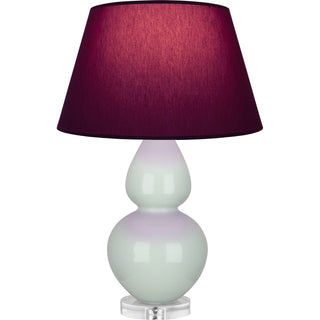 Buy celadon-glazed-ceramic-w-lucite-with-plum-w-lavender-lining-fabric-shade-glass-and-red-shade Double Gourd Table Lamp by Robert Abbey