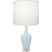 Baby Blue Glazed Ceramic w/Polished Nickel/a Lucite with Oyster Linen Shade Glass and White Shade