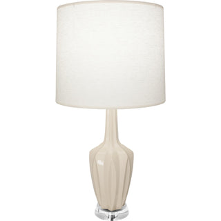Buy bone-glazed-ceramic-w-polished-nickel-a-lucite Emma Lamp by Robert Abbey