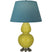 Citron Glazed Ceramic w/Antique Silvered with Bright Blue W/ Gray Lining Fabric Shade Glass and Blue Shade