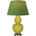 Citron Glazed Ceramic w/Antique Silvered with Tea Green W/ Taupe Lining Fabric Shade Glass and Green Shade