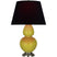 Citron Glazed Ceramic w/Antique Silvered with Ink Black W/ Rose Red Lining Fabric Shade Glass and Black Shade