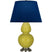 Citron Glazed Ceramic w/Antique Silvered with Navy W/ Gray Lining Fabric Shade Glass and Blue Shade