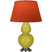Citron Glazed Ceramic w/Antique Silvered with Tangerine W/ Taupe Lining Fabric Shade Glass and Orange Shade