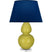 Citron Glazed Ceramic w/Lucite with Navy W/ Gray Lining Fabric Shade Glass and Blue Shade
