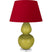 Citron Glazed Ceramic w/Lucite with Rose Red W/ Ink Black Lining Fabric Shade Glass and Red Shade