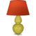 Citron Glazed Ceramic w/Lucite with Tangerine W/ Taupe Lining Fabric Shade Glass and Orange Shade