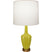 Citron Glazed Ceramic w/Warm Brass with Oyster Linen Shade Glass and White Shade