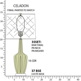Buy celadon-glazed-ceramic-w-polished-nickel-a-lucite Emma Table Lamp by Robert Abbey