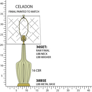 Buy celadon-glazed-ceramic-w-warm-brass Emma Table Lamp by Robert Abbey