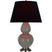 Ash Glazed Ceramic w/Antique Silvered with Ink Black W/ Rose Red Lining Fabric Shade Glass and Black Shade