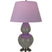 Ash Glazed Ceramic w/Antique Silvered with Lavender W/ Plum Lining Fabric Shade Glass and Purple Shade