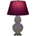 Ash Glazed Ceramic w/Antique Silvered with Plum W/ Lavender Lining Fabric Shade Glass and Red Shade