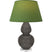 Ash Glazed Ceramic w/Lucite with Tea Green W/ Taupe Lining Fabric Shade Glass and Green Shade