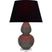 Ash Glazed Ceramic w/Lucite with Ink Black W/ Rose Red Lining Fabric Shade Glass and Black Shade