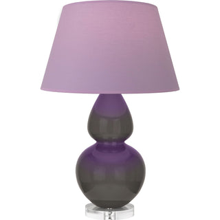 Buy ash-glazed-ceramic-w-lucite-with-lavender-w-plum-lining-fabric-shade-glass-and-purple-shade Double Gourd Table Lamp by Robert Abbey