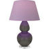 Ash Glazed Ceramic w/Lucite with Lavender W/ Plum Lining Fabric Shade Glass and Purple Shade