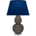 Ash Glazed Ceramic w/Lucite with Navy W/ Gray Lining Fabric Shade Glass and Blue Shade