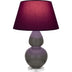 Ash Glazed Ceramic w/Lucite with Plum W/ Lavender Lining Fabric Shade Glass and Red Shade