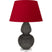 Ash Glazed Ceramic w/Lucite with Rose Red W/ Ink Black Lining Fabric Shade Glass and Red Shade