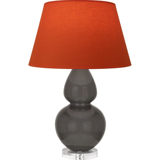 Buy ash-glazed-ceramic-w-lucite-with-tangerine-w-taupe-lining-fabric-shade-glass-and-orange-shade Double Gourd Table Lamp by Robert Abbey