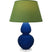 Cobalt Glazed Ceramic w/Lucite with Tea Green W/ Taupe Lining Fabric Shade Glass and Green Shade
