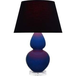Buy cobalt-glazed-ceramic-w-lucite-with-ink-black-w-rose-red-lining-fabric-shade-glass-and-black-shade Double Gourd Table Lamp by Robert Abbey