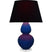 Cobalt Glazed Ceramic w/Lucite with Ink Black W/ Rose Red Lining Fabric Shade Glass and Black Shade