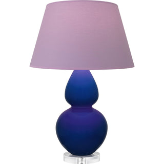 Buy cobalt-glazed-ceramic-w-lucite-with-lavender-w-plum-lining-fabric-shade-glass-and-purple-shade Double Gourd Table Lamp by Robert Abbey