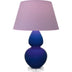 Cobalt Glazed Ceramic w/Lucite with Lavender W/ Plum Lining Fabric Shade Glass and Purple Shade